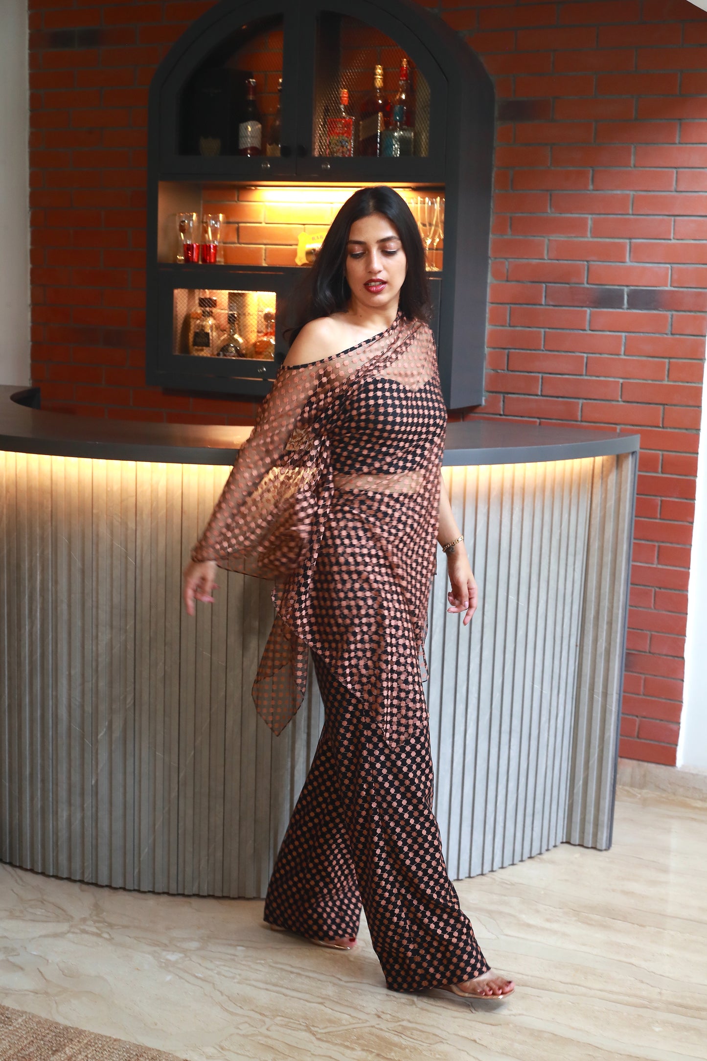 Mesh Lined Black & Copper Trousers