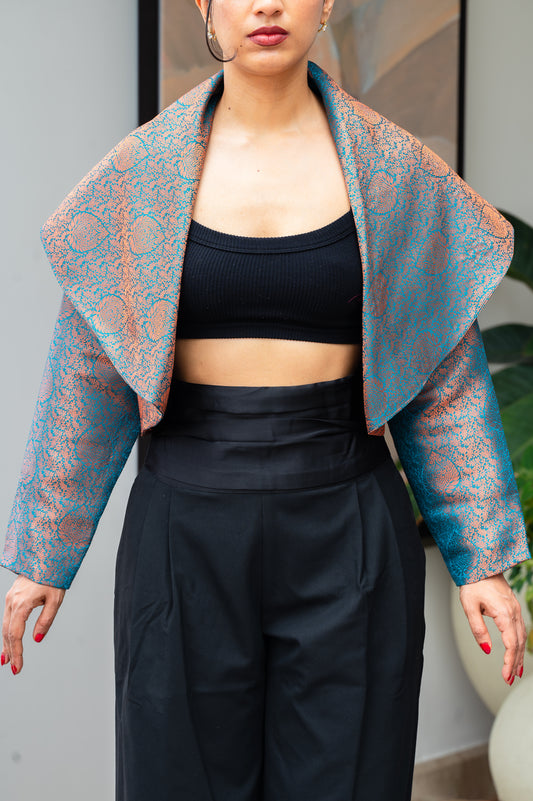 Eterna Blue & Pink Crop Jacket