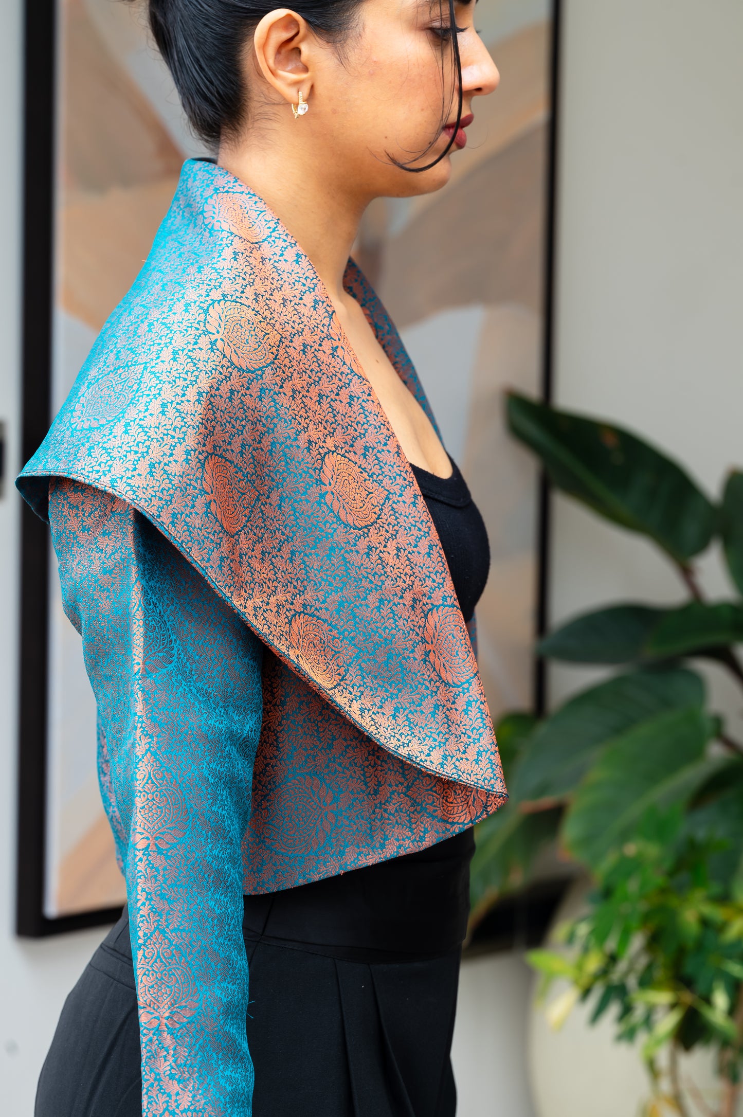 Eterna Blue & Pink Crop Jacket
