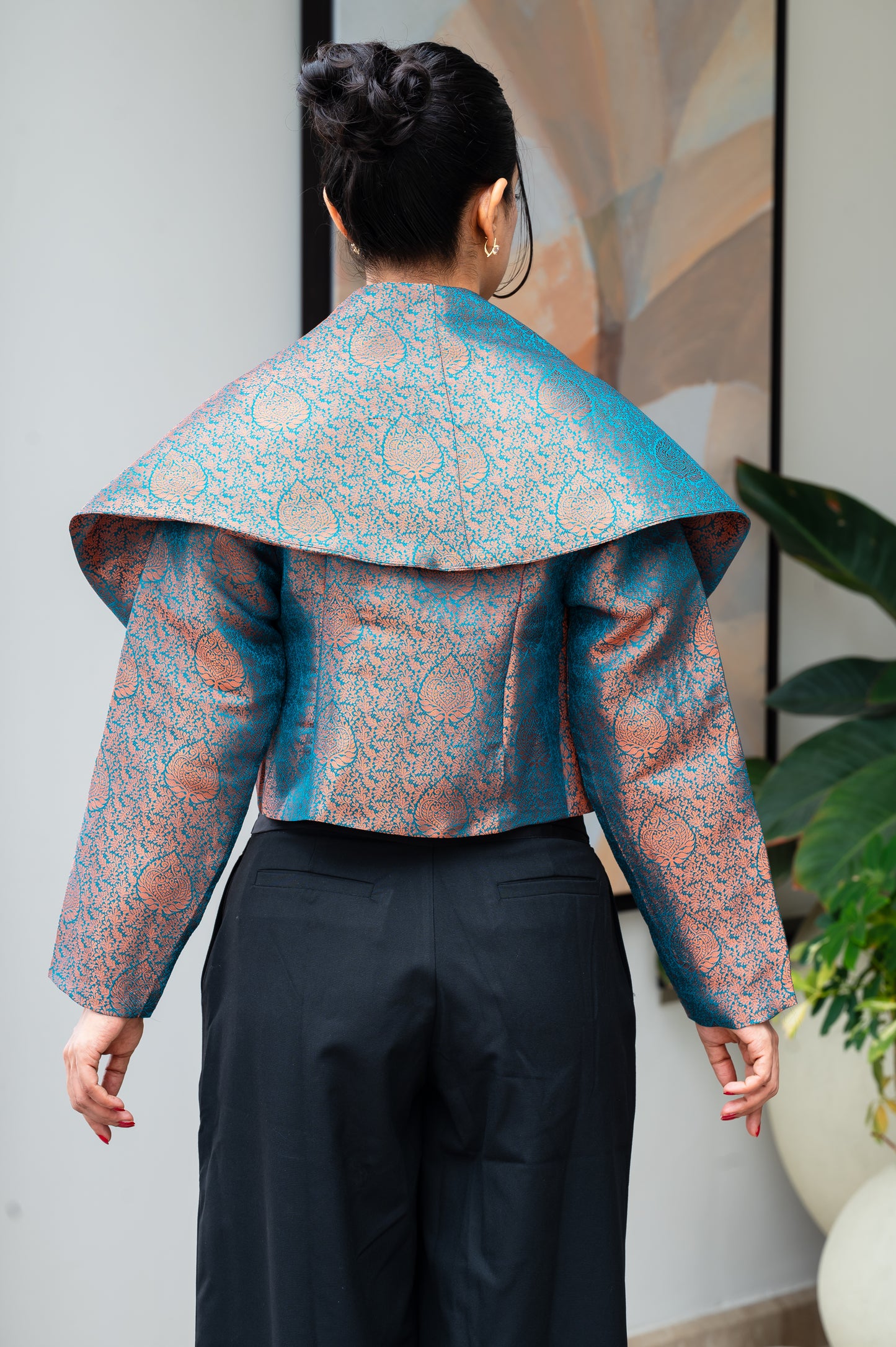 Eterna Blue & Pink Crop Jacket
