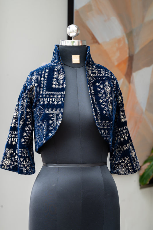 Cavà Velvet Midnight Blue Crop Jacket