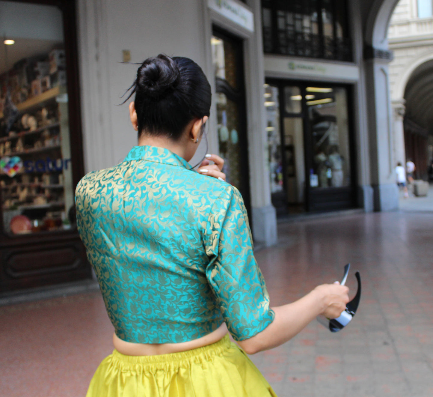 Fitted Crop Top With Brocade