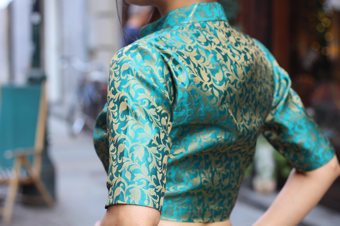 Fitted Crop Top With Brocade