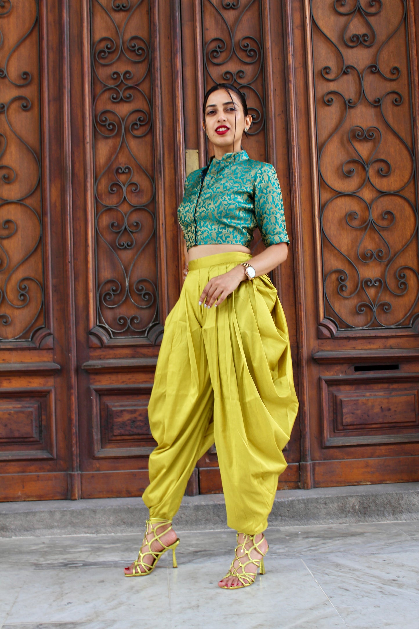 Fitted Crop Top With Brocade