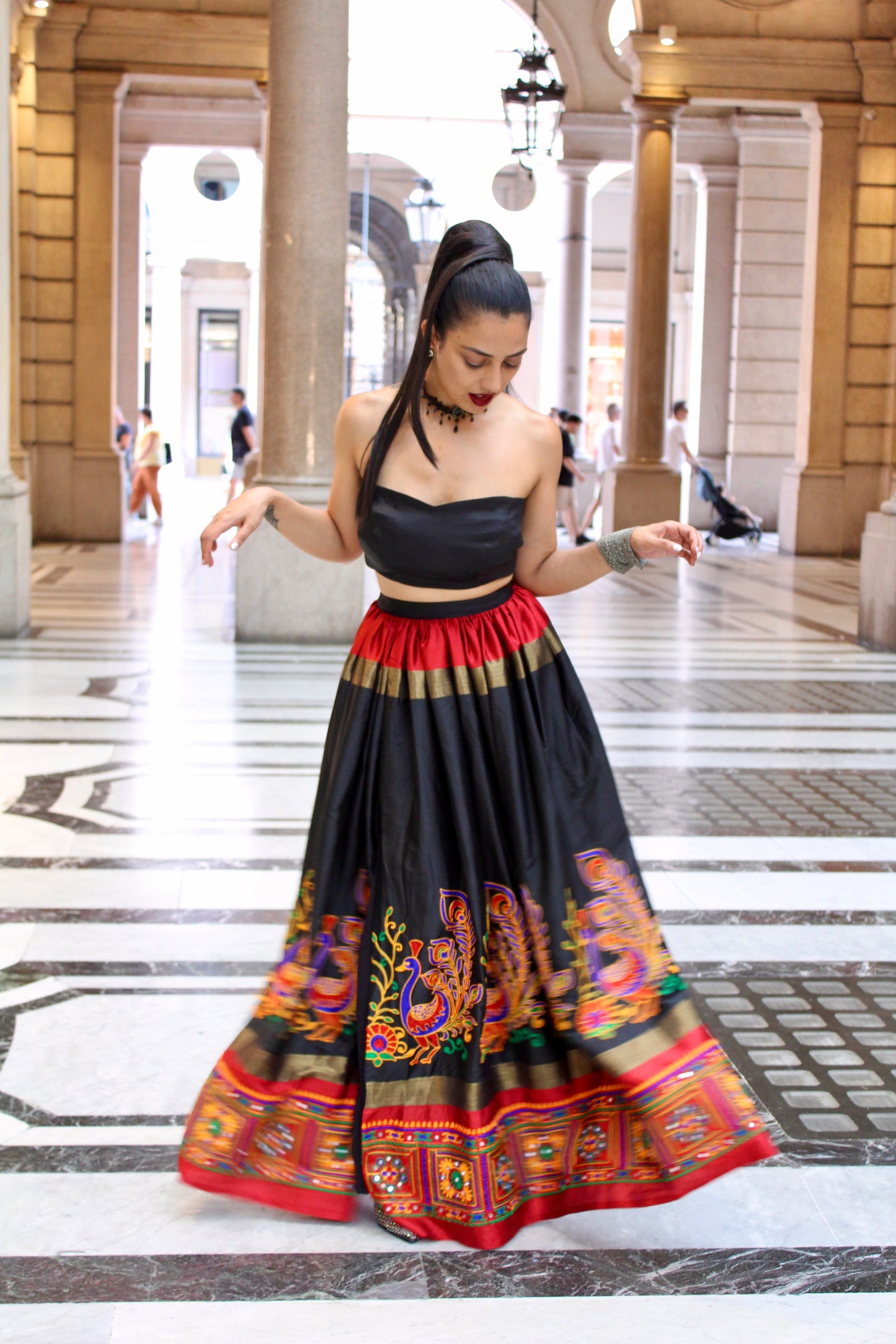 Sweetheart Crop Top & Embroidered Skirt