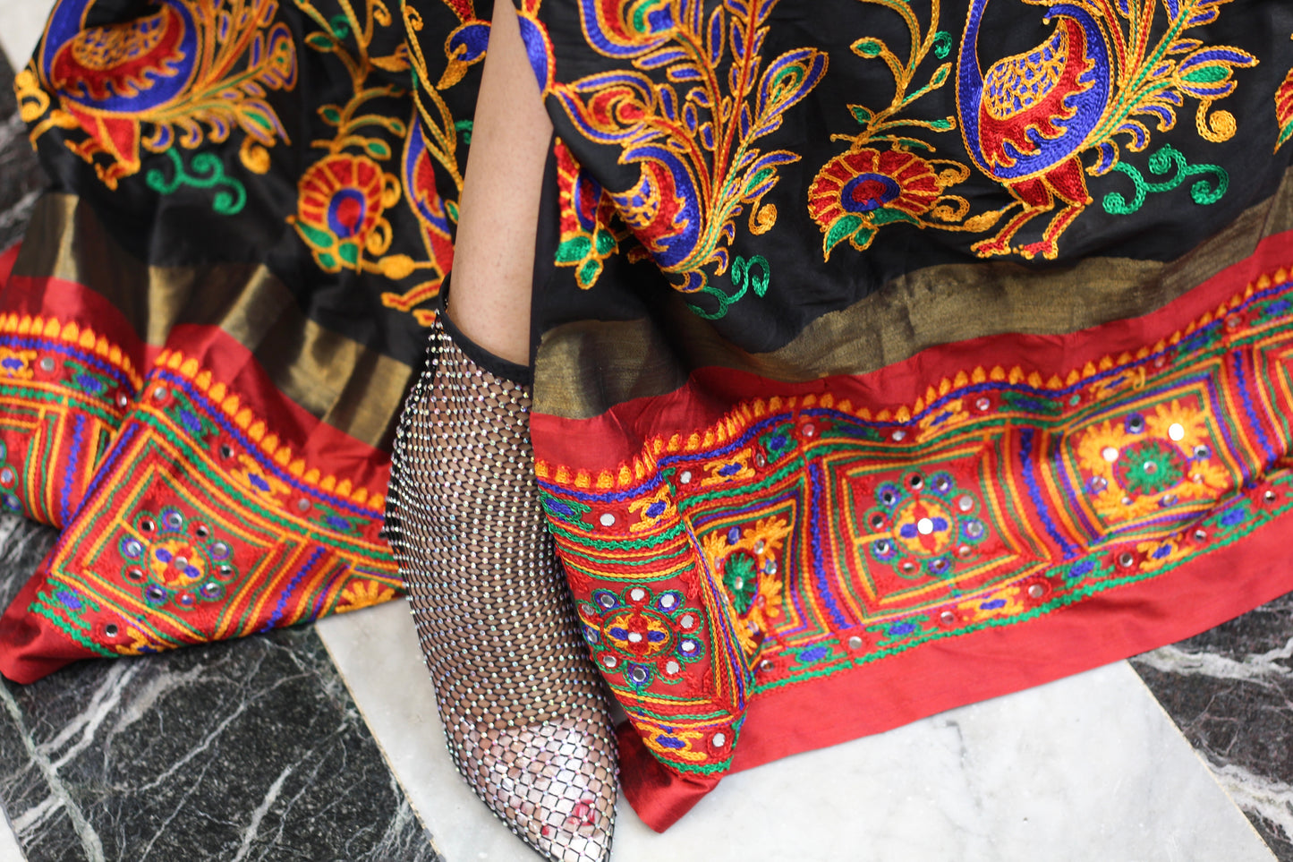 Sweetheart Crop Top & Embroidered Skirt