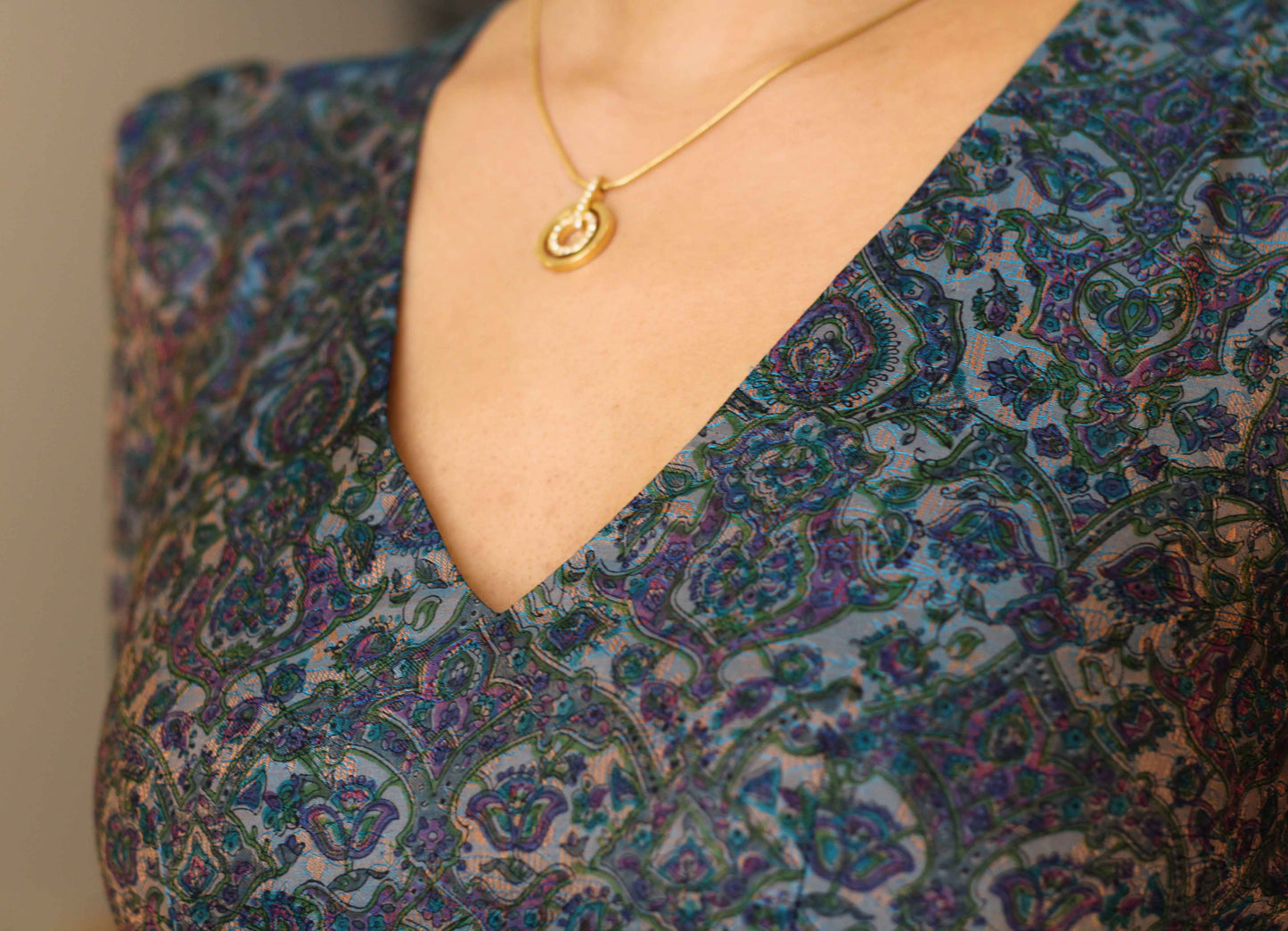 Jacquard Silk Embellished Blue Jumpsuit