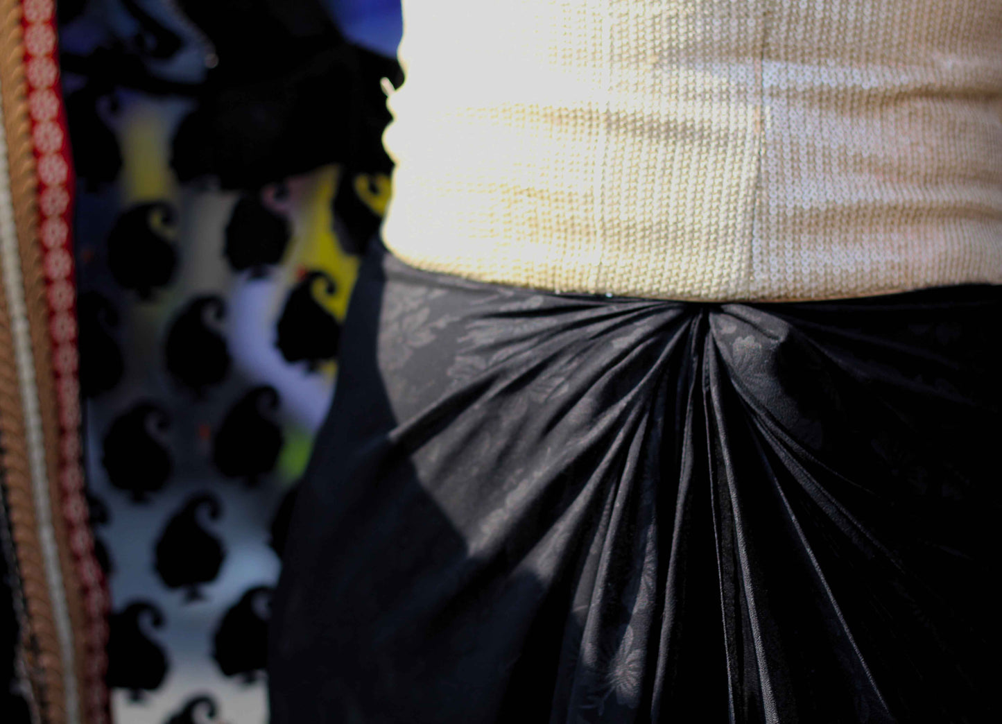 Sequinned Corset with Sheer Cape & Slit Dhoti Skirt