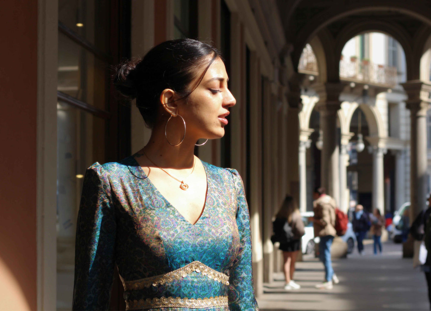 Jacquard Silk Embellished Blue Jumpsuit