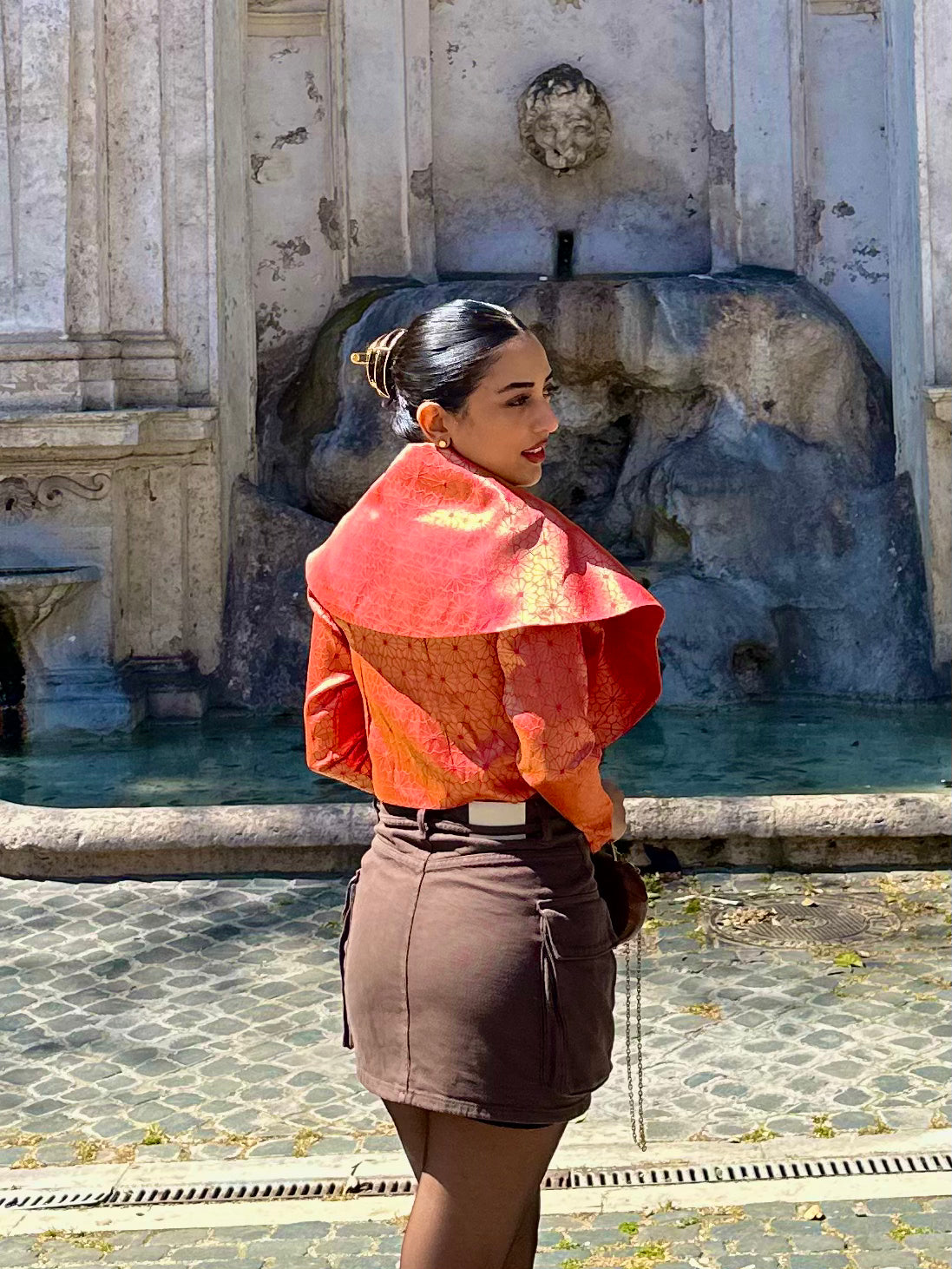 Eterna Orange & Pink Crop Jacket